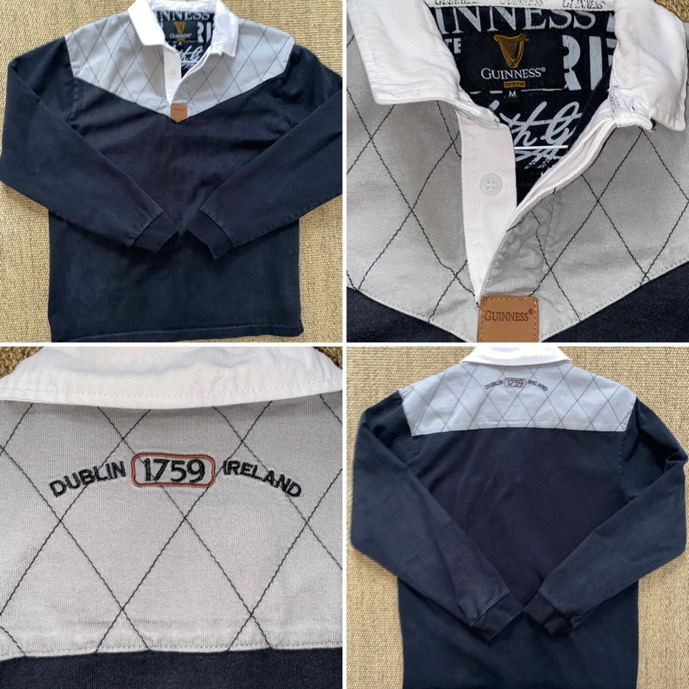 $102 GUINNESS HERITAGE BLUE & GREY RUGBY Men’s MEDIUM EUC
